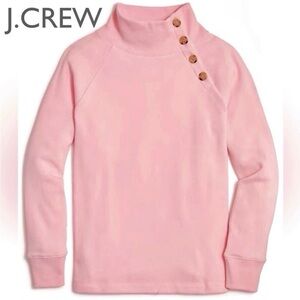 Like New - J.CREW Tunic Sweatshirt ~ Pink Fleece Wide Button Collar